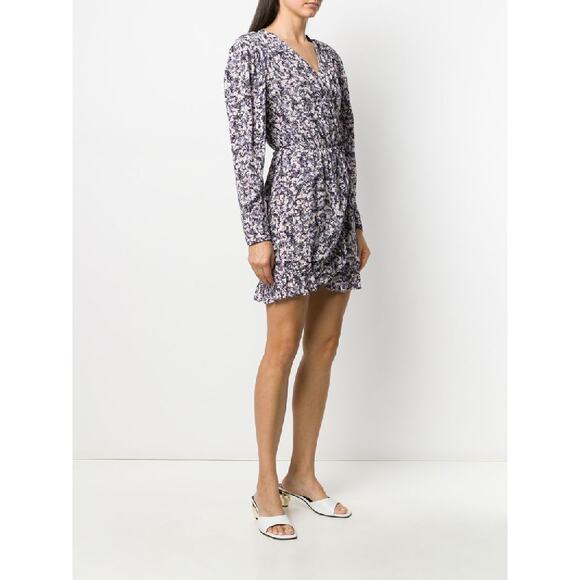 NWT IRO Brasey Abstract Print Mini Dress in Purple Floral Petals size 2 - Picture 6 of 12